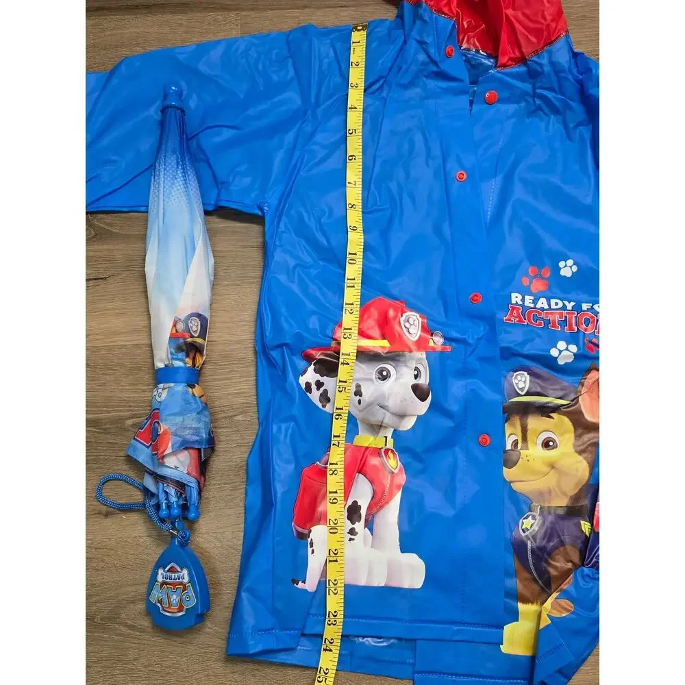Brand New Nickelodeon Paw Patrol Kids Blue Red Raincoat and umbrella